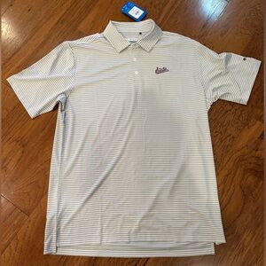 Mississippi State Columbia White and Gray Striped Polo Shirt